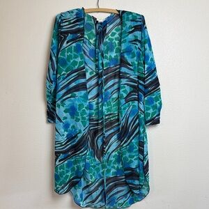 Carol Wior Sheer Tunic with Vibrant Pattern